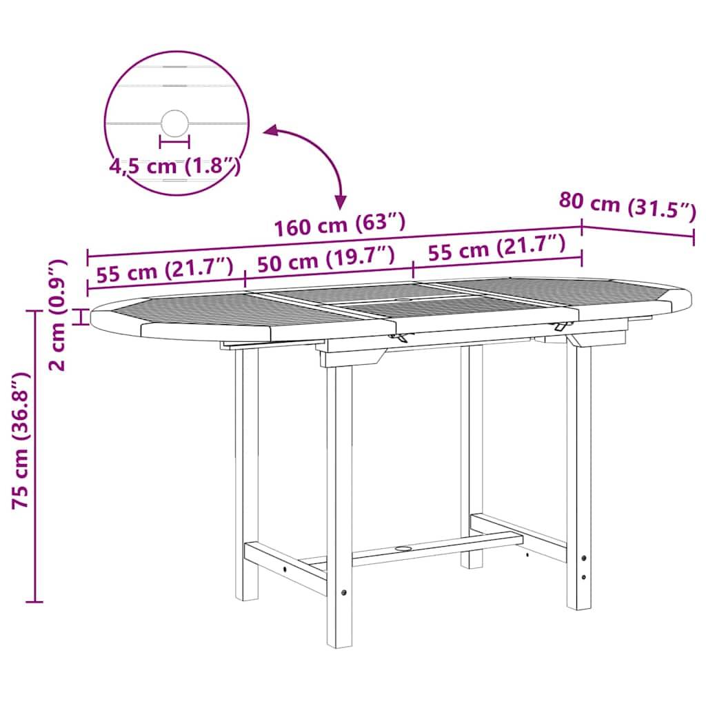 Table et Chaises de Jardin 7 Pièces Teck Massif Design Extensible pour 6 Personnes Marron – ComfortXL Outdoor Living - Image 4