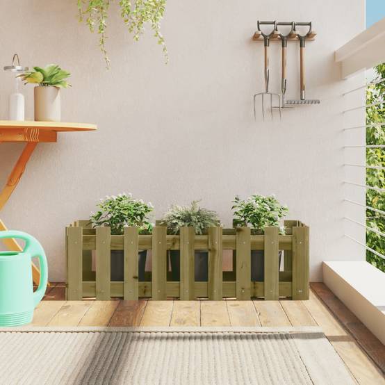 Lit surélevé de jardin design de clôture bois de pin imprégné 100 x 30 x 30 cm - PANGIVO - Image 1