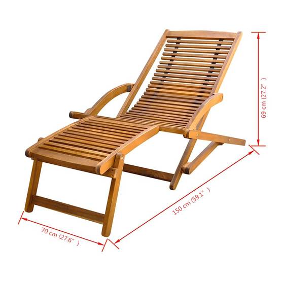 Chais longue | Transat | Chaise de terrasse avec repose-pied Bois d'acacia solide - Image 10