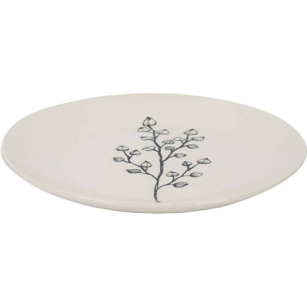 The Home Deco Factory - Assiette en porcelaine Cottage 20 cm (Lot de 6) Blanc et gris The Home Deco Factory - Imagen 3