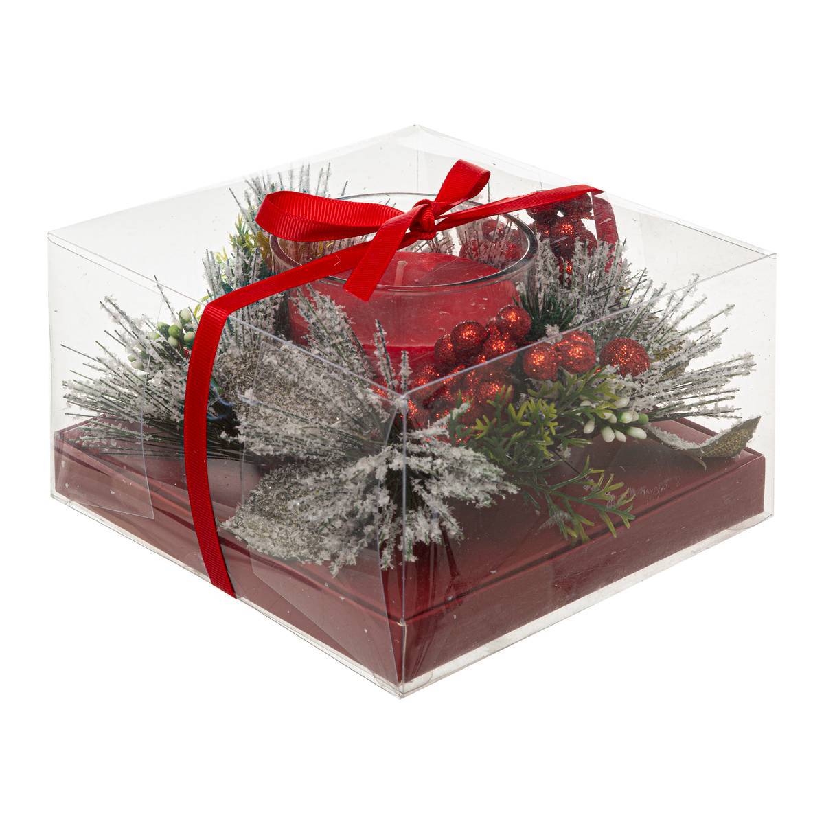Fééric Lights & Christmas - Bougie Centre de Table Petit Modèle Rouge Feuilles 210 G - Feeric Lights & Christmas - Imagen 2