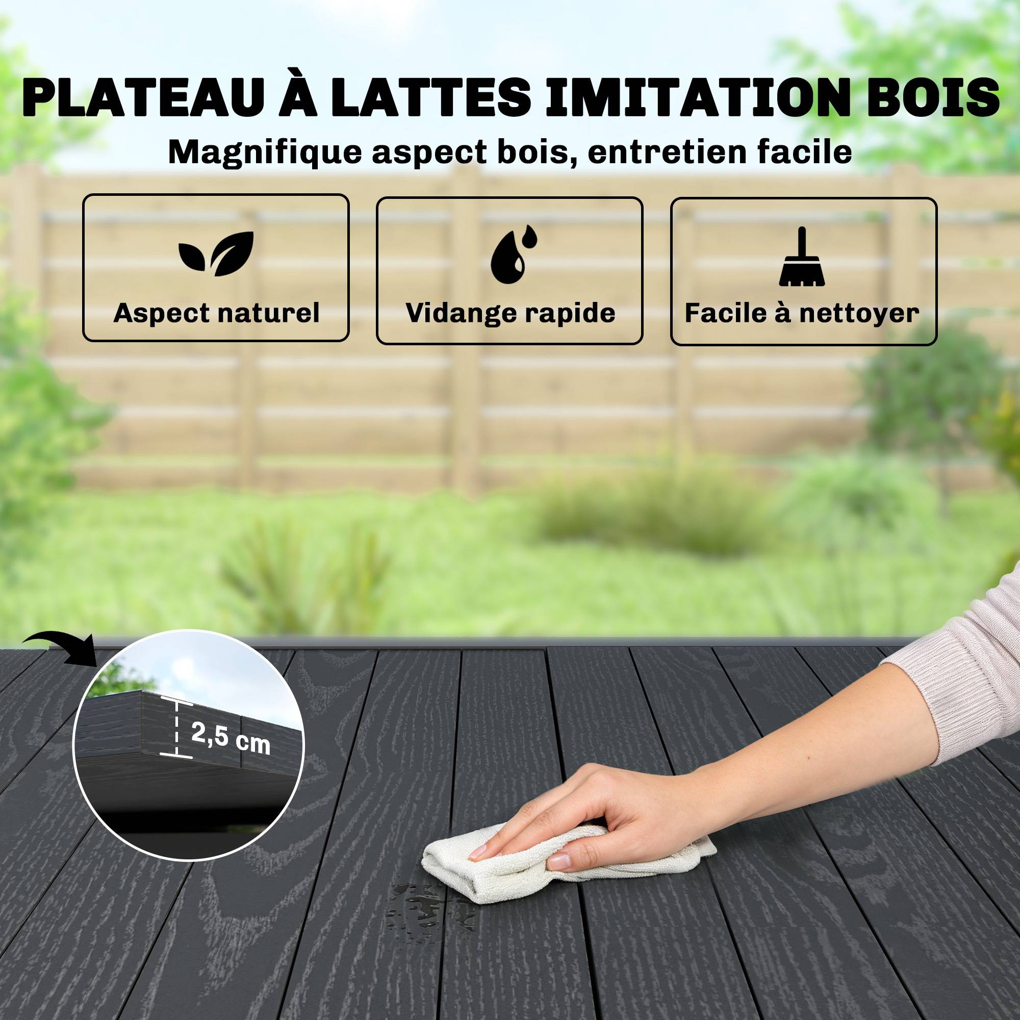 Table jardin extensible aluminium pour 4-6 personnes rallonge intégrée 80-160x80cm noir - ComfortXL Outdoor Living - Image 8