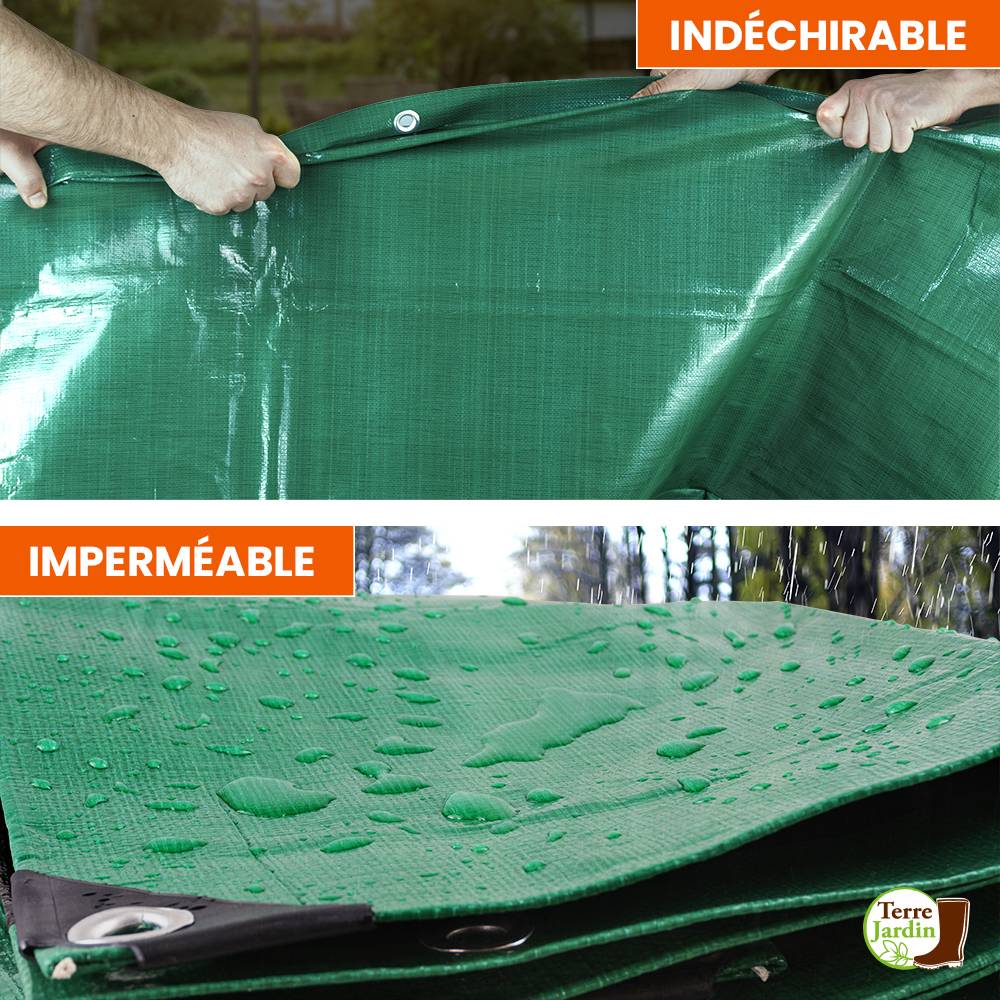 Bâche épaisse ultra résistante 240 g/m2 4 x 5 Vert - Image 3