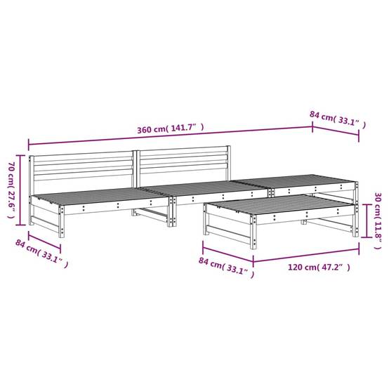 Vidaxl - Salon de jardin 4 pcs bois massif douglas vidaXL 3186597 - Image 3