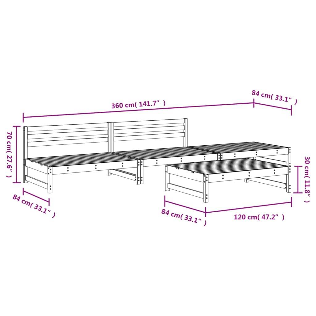 Vidaxl - Salon de jardin 4 pcs bois massif douglas vidaXL 3186597 - Image 3