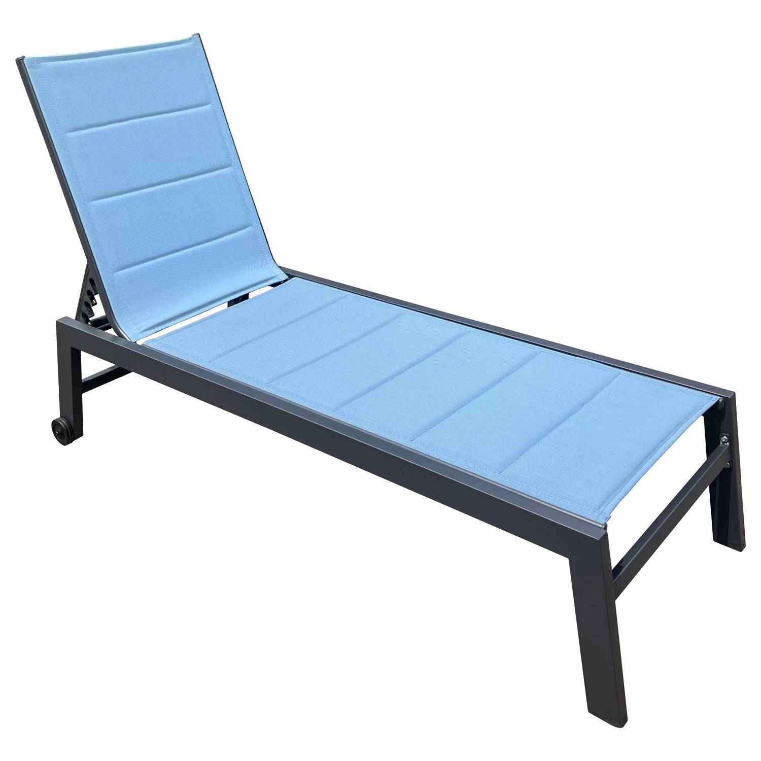 Happy Garden - Bain de soleil BARBADOS en textilène bleu gris - aluminium anthracite - HAPPY GARDEN - Imagen 1