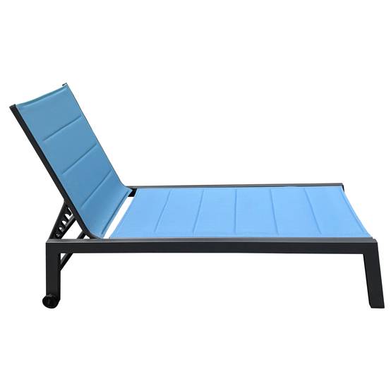 Happy Garden - Bain de soleil BARBADOS en textilène bleu gris - aluminium anthracite - HAPPY GARDEN - Imagen 3
