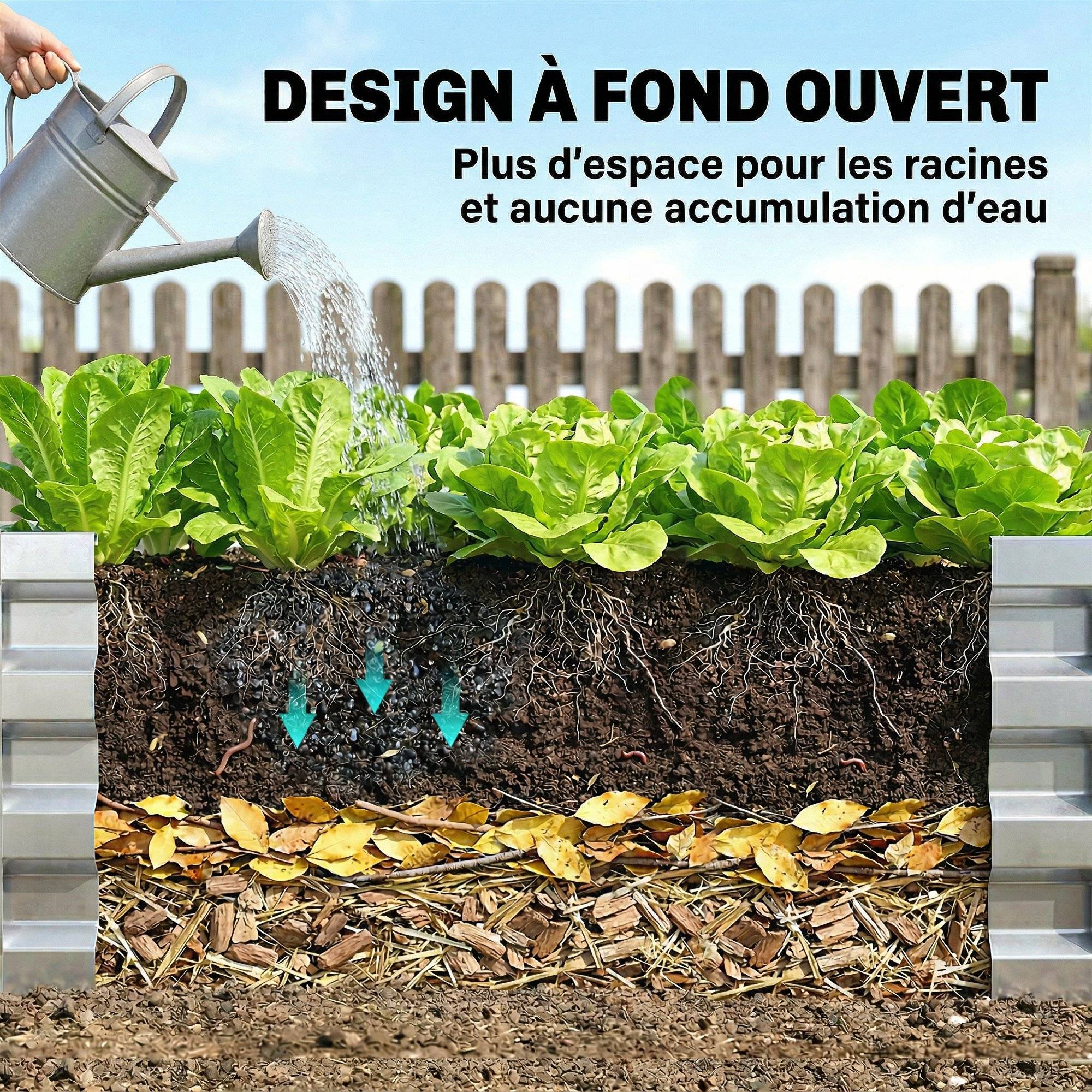 Potager rectangulaire en tôle acier ondulée argent 120 x 60 x 30,5 cm, bac surélevé pour jardin terrasse extérieur - Image 7