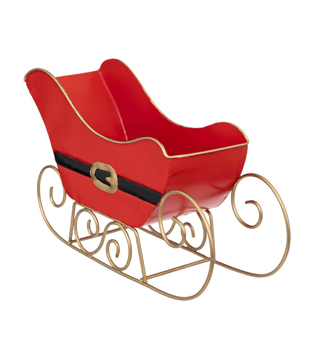 Fééric Lights & Christmas - Traineau du Père Noël en métal rouge et doré L 25 cm