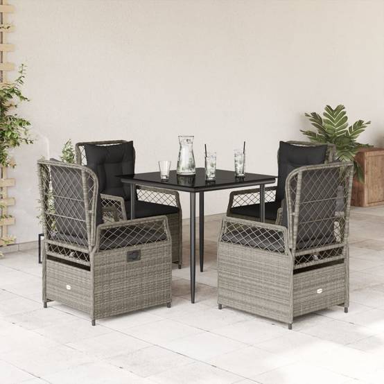 Salon de jardin 4 personnes résine tressée fauteuils inclinables Gris – ComfortXL Outdoor Living - Image 1