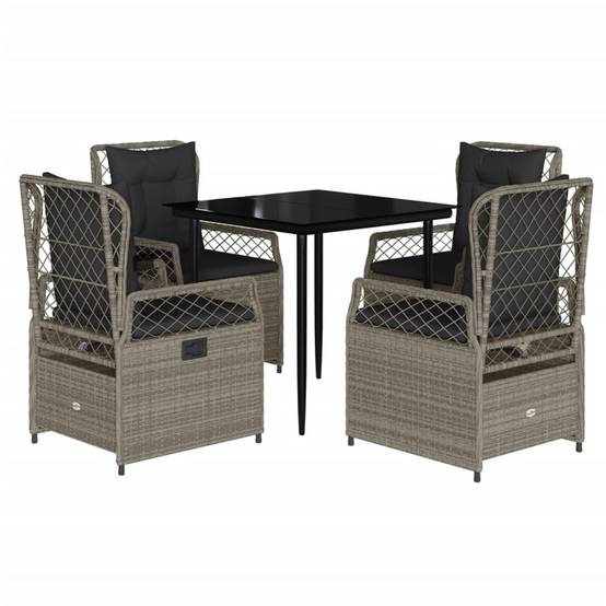 Salon de jardin 4 personnes résine tressée fauteuils inclinables Gris – ComfortXL Outdoor Living - Image 2