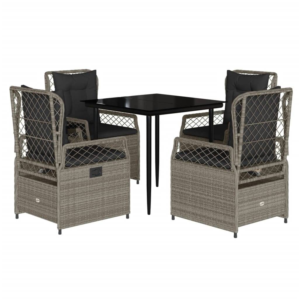 Salon de jardin 4 personnes résine tressée fauteuils inclinables Gris – ComfortXL Outdoor Living - Image 2