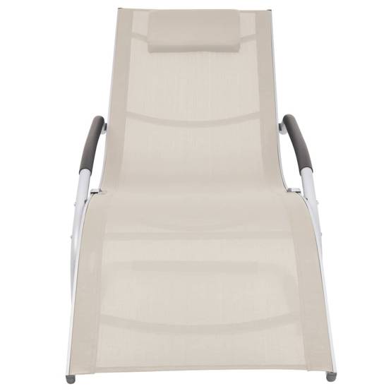 Transat Ergonomique Aluminium et Textilène pour Extérieur avec Oreiller Crème - ComfortXL Outdoor Living - Image 2
