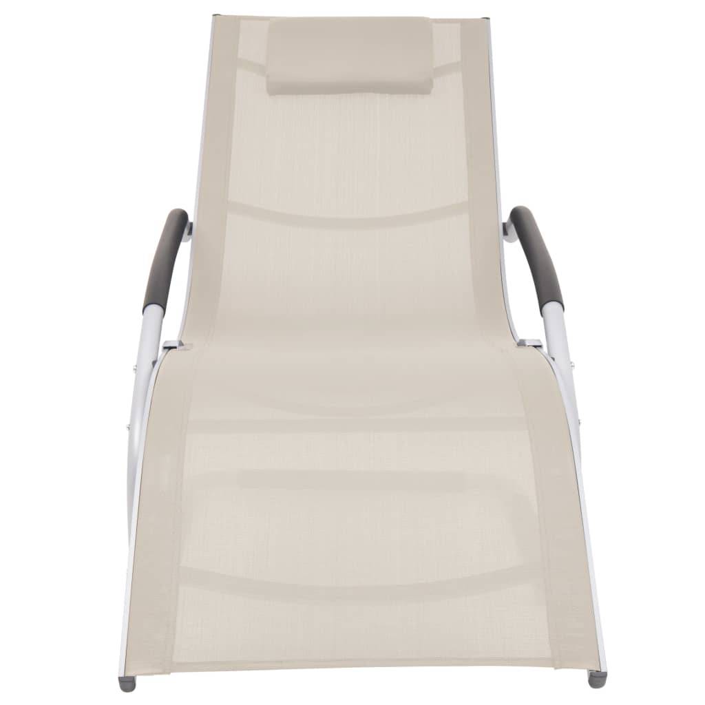 Transat Ergonomique Aluminium et Textilène pour Extérieur avec Oreiller Crème - ComfortXL Outdoor Living - Image 2