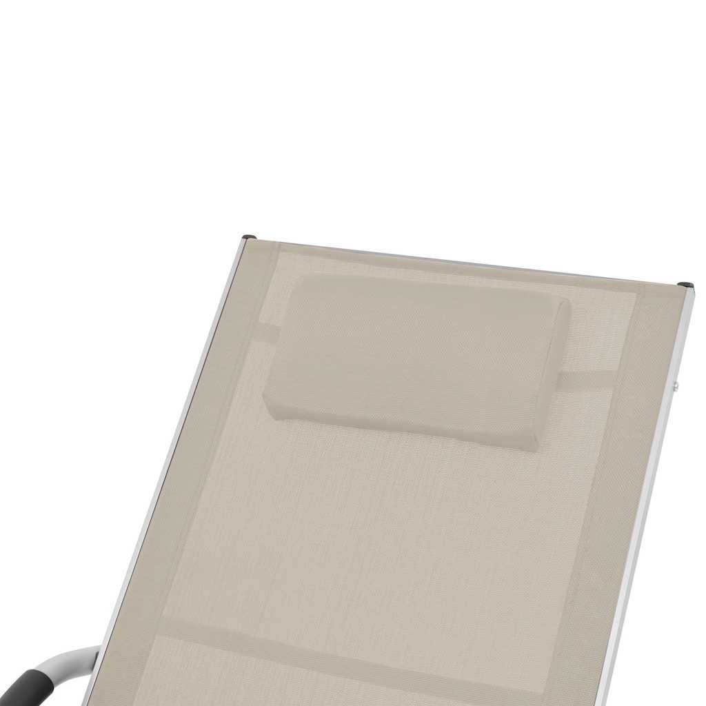 Transat Ergonomique Aluminium et Textilène pour Extérieur avec Oreiller Crème - ComfortXL Outdoor Living - Image 5