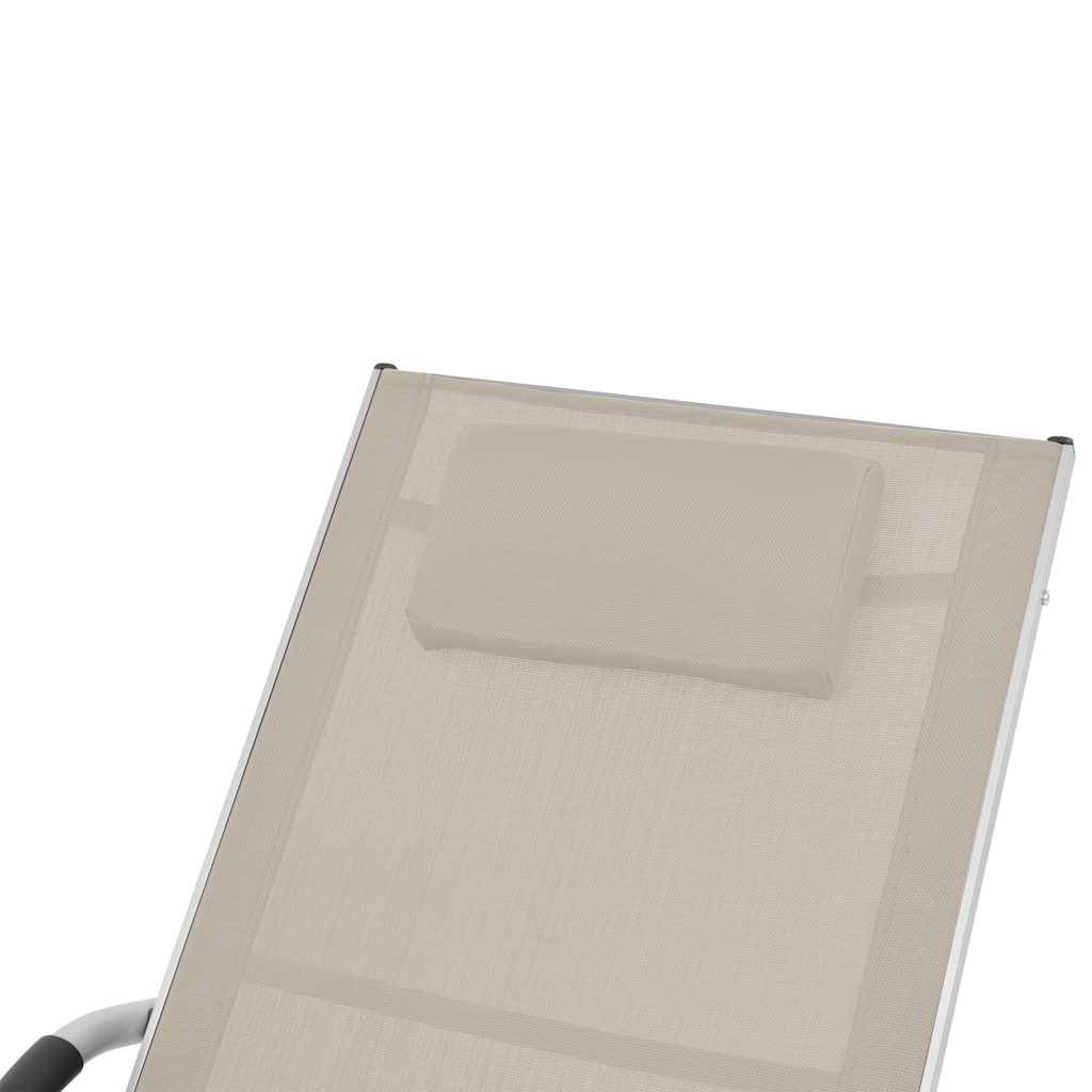 Transat Ergonomique Aluminium et Textilène pour Extérieur avec Oreiller Crème - ComfortXL Outdoor Living - Image 7