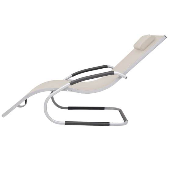 Transat Ergonomique Aluminium et Textilène pour Extérieur avec Oreiller Crème - ComfortXL Outdoor Living - Image 3