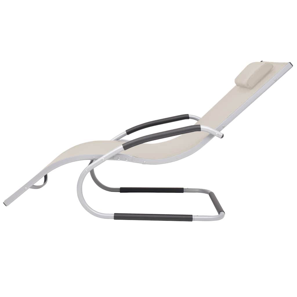 Transat Ergonomique Aluminium et Textilène pour Extérieur avec Oreiller Crème - ComfortXL Outdoor Living - Image 3