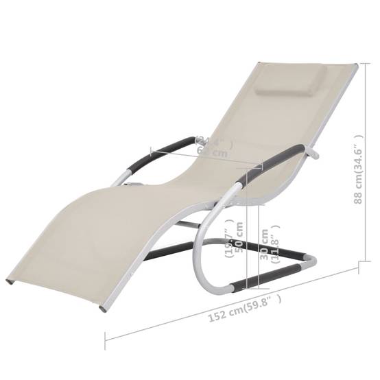 Transat Ergonomique Aluminium et Textilène pour Extérieur avec Oreiller Crème - ComfortXL Outdoor Living - Image 8