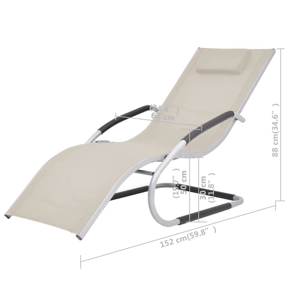 Transat Ergonomique Aluminium et Textilène pour Extérieur avec Oreiller Crème - ComfortXL Outdoor Living - Image 8
