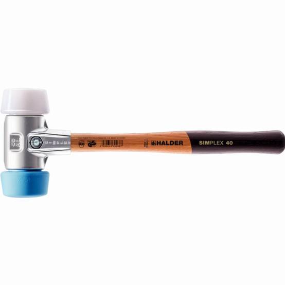 Maillet HALDER SIMPLEX TPE souple / superplastique avec boîtier en aluminium et manche en bois de haute qualité - D=50 mm - 3117.051