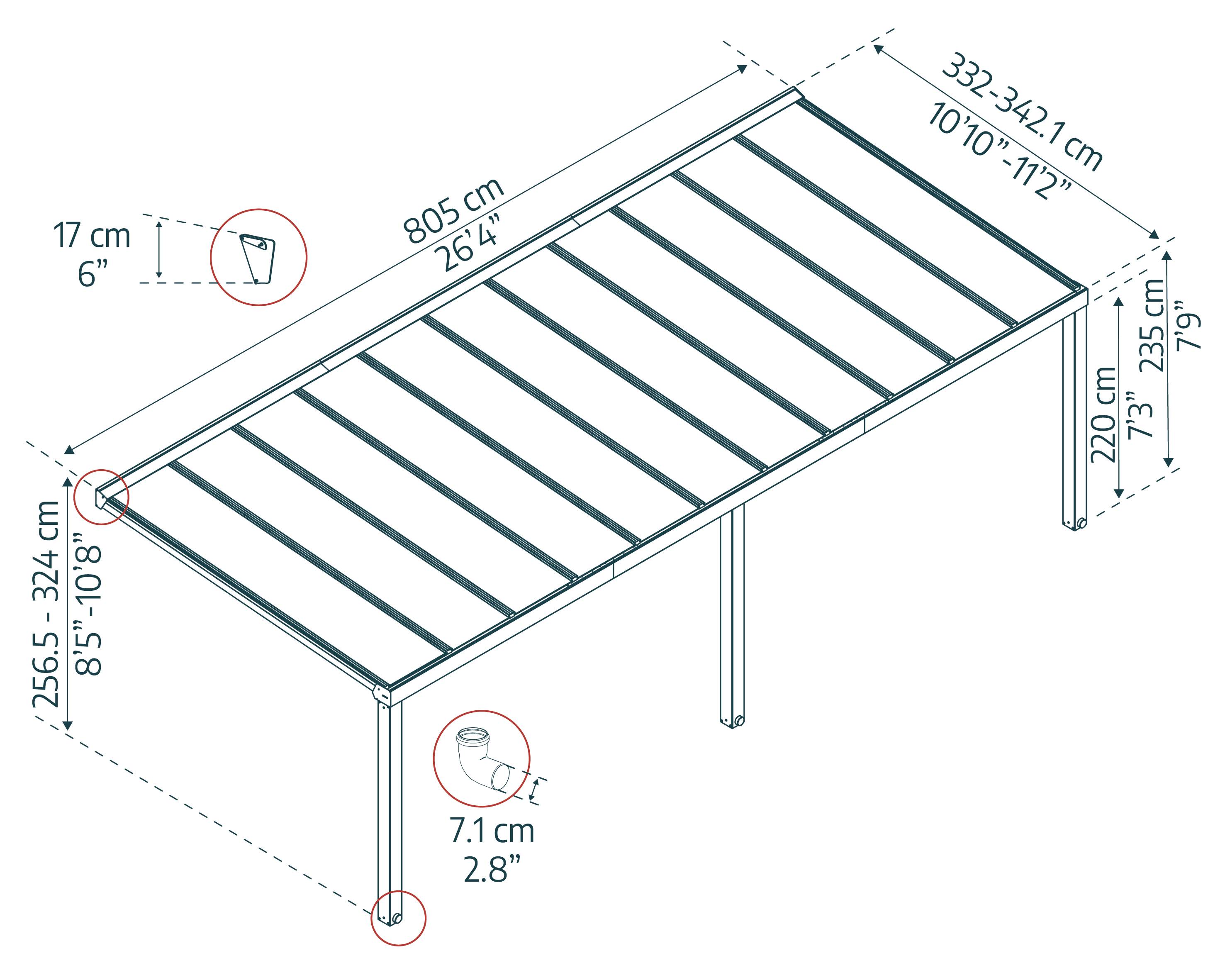 Canopia - Canopia Pergola Stockholm 3,4X8 Grise - Imagen 5