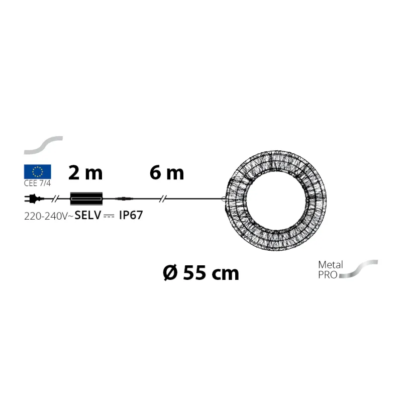 Lotti - Couronne 3D lumineuse ø55cm MicroLED Blanc Chaud & RGB MultiFLASH Scintillant HDM Pro Lotti - Image 2