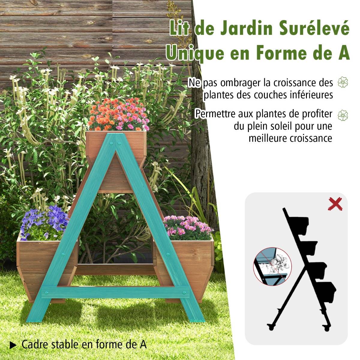 RELAX4LIFE Jardinière Surélevée Verticale avec Treillis Latéral