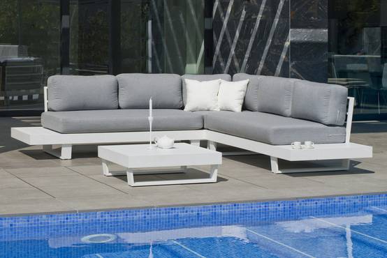 Hevea - Salon de jardin MENFIS - table basse - blanc/gris clair - 4/6 places Hevea - Image 2
