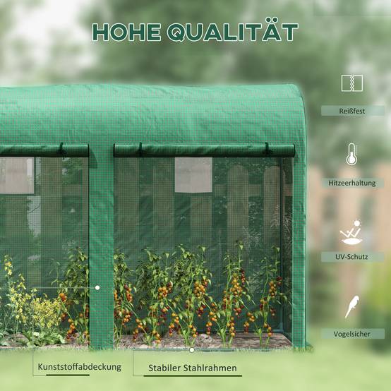 Serre de Jardin Tunnel en Acier et Bâche PE Armée pour Tomates et Légumes 300x100x200cm Vert - ComfortXL Outdoor Living - Image 3