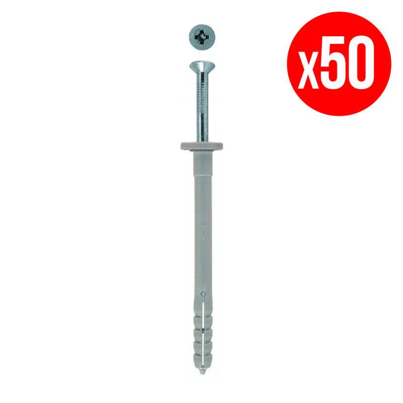 Fischer - Sachet de 50 chevilles à frapper FISCHER N-F avec clou en acier électrozingué - taille Ø 5 x 25/1 - FISCHER