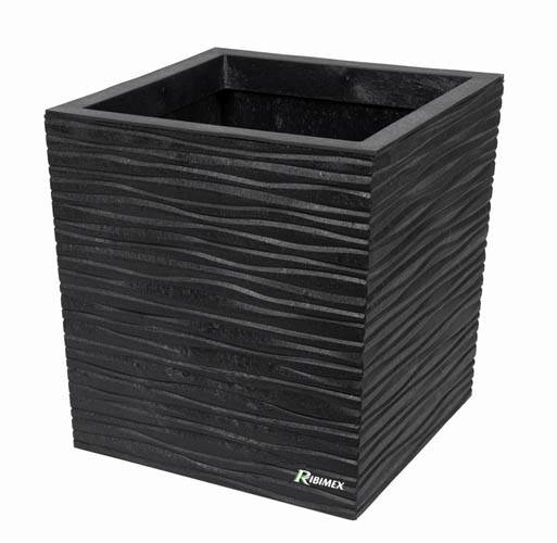 Ribimex - Pot fleurs 'SERENA' 34x34 hauteur 36cm gris en caoutchouc recyclé