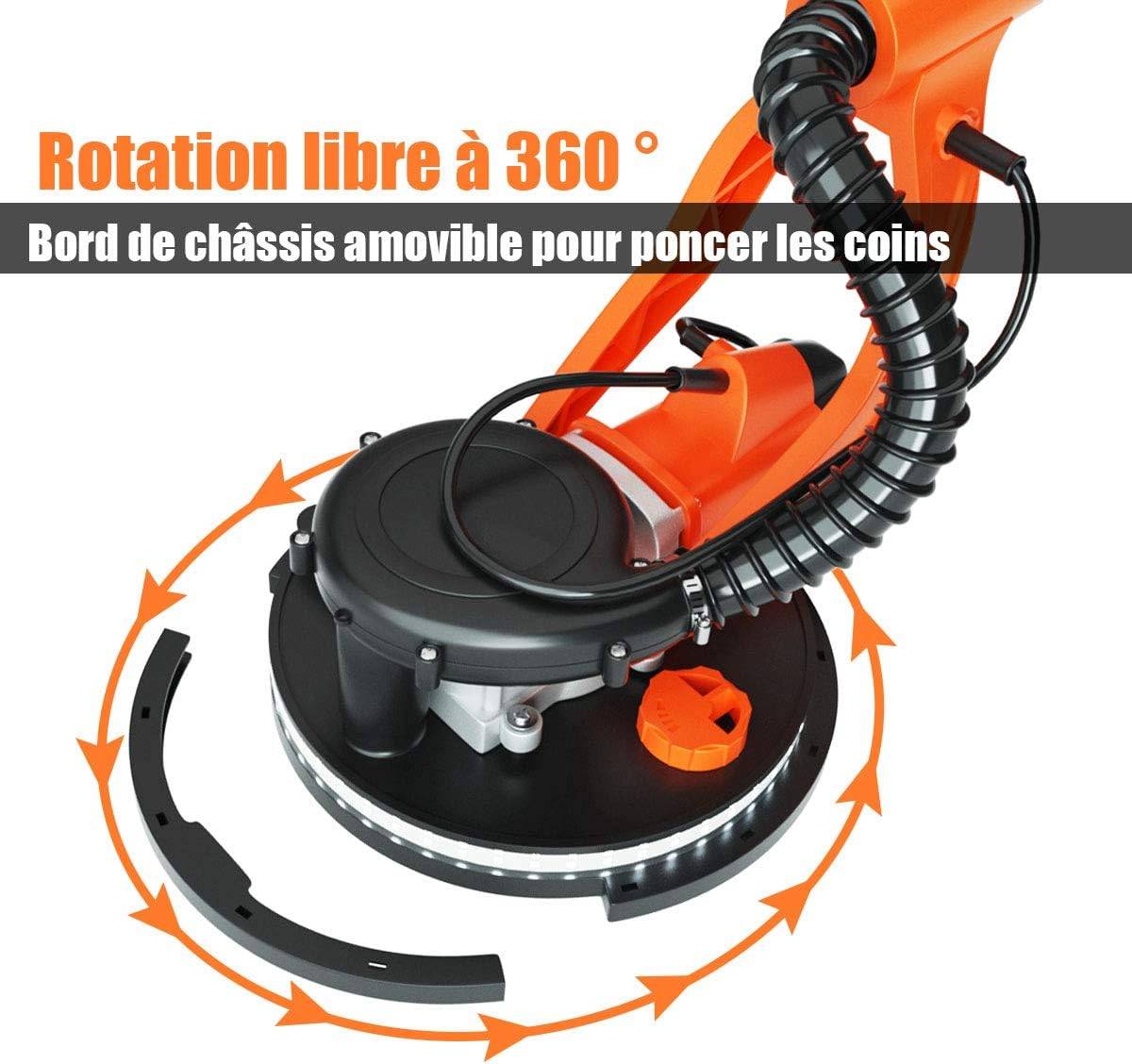 Ponceuse Girafe Murale 750W Ø 225 mm Ponceuse Mur et Plafond avec Système d'Aspiration Automatique, 6 Vitesses Variables Lumières LED - Imagen 5