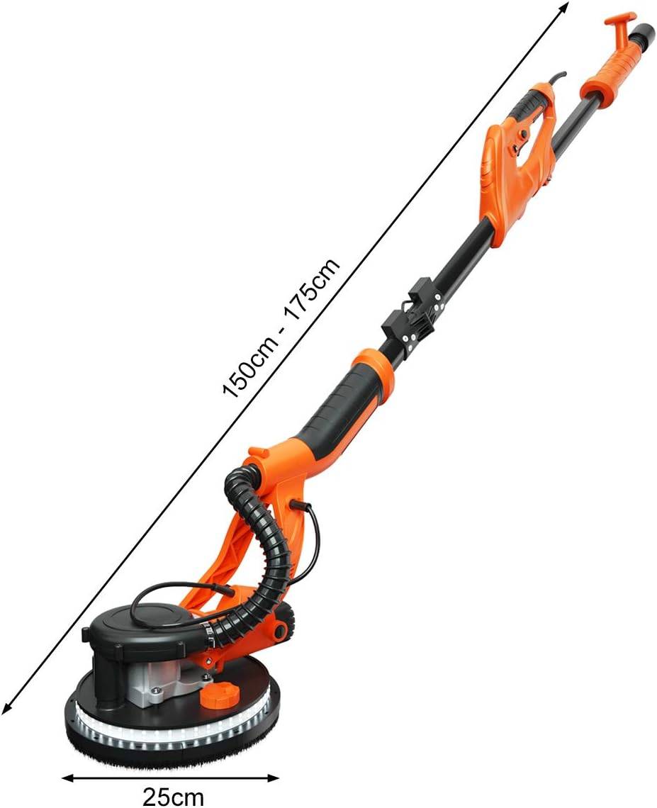 Ponceuse Girafe Murale 750W Ø 225 mm Ponceuse Mur et Plafond avec Système d'Aspiration Automatique, 6 Vitesses Variables Lumières LED - Imagen 2