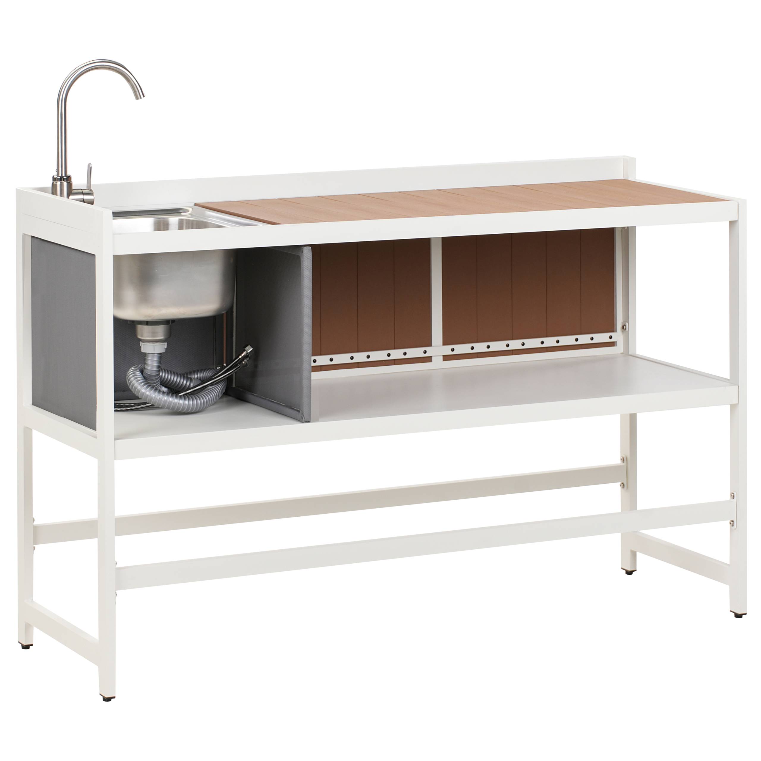 Beliani - Cuisine de jardin Aluminium Blanc ORTISEI - 150x126x50- Beliani - Image 6