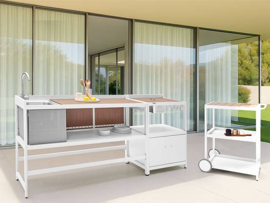 Beliani - Cuisine de jardin Aluminium Blanc ORTISEI - 150x126x50- Beliani - Image 1