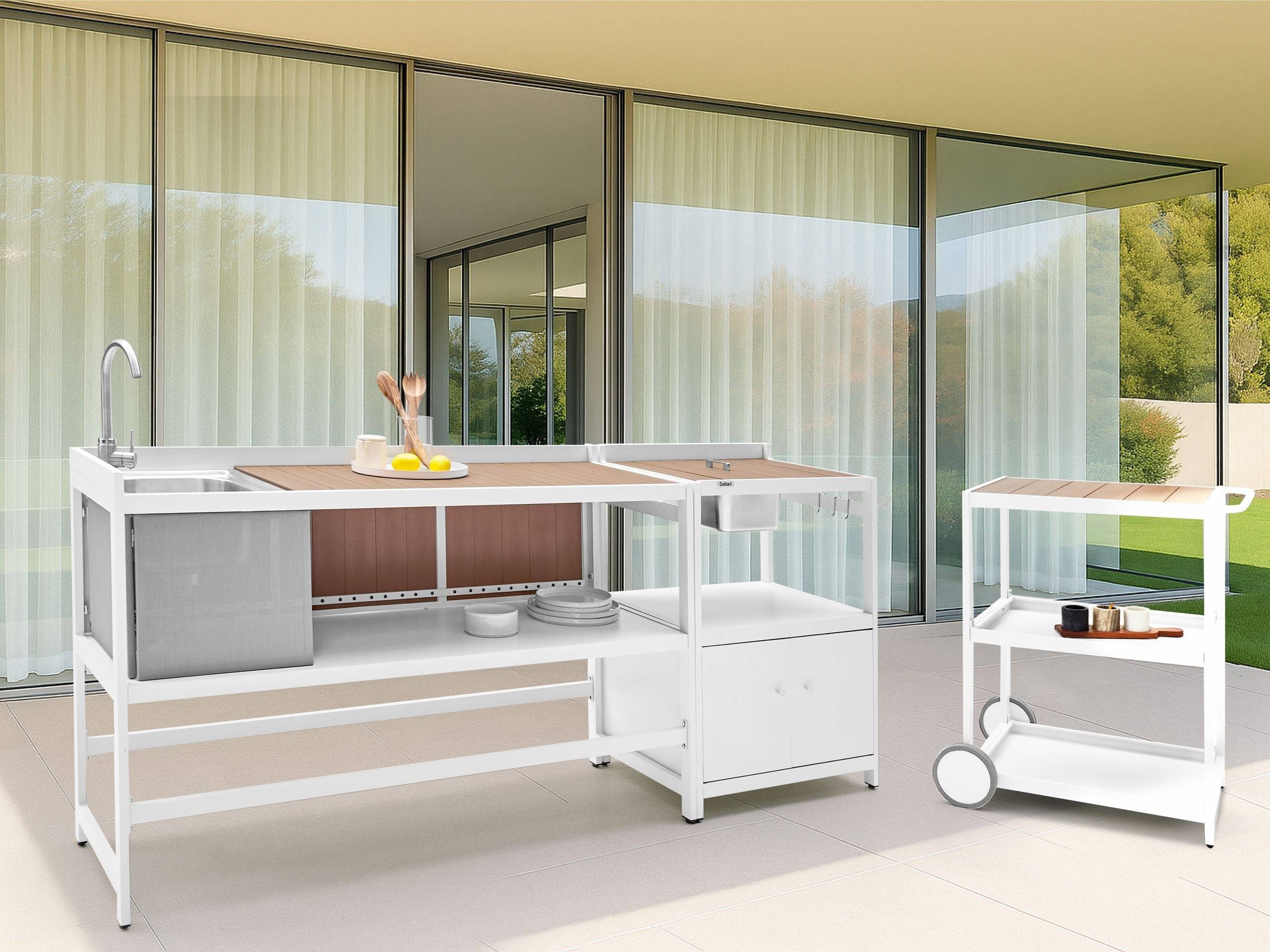 Beliani - Cuisine de jardin Aluminium Blanc ORTISEI - 150x126x50- Beliani - Image 1
