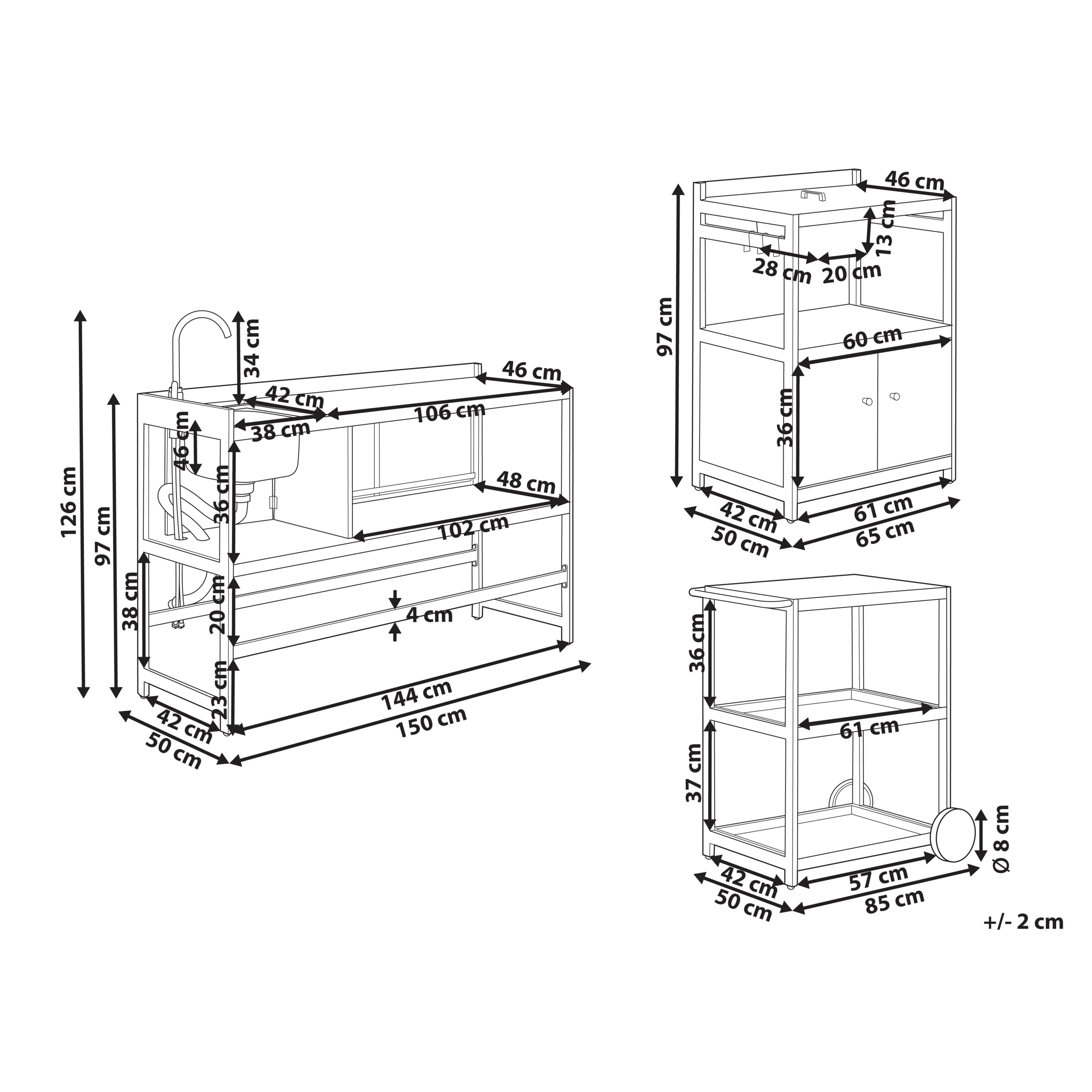 Beliani - Cuisine de jardin Aluminium Blanc ORTISEI - 150x126x50- Beliani - Image 3