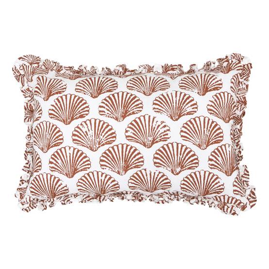 Coussin rectangulaire coton motif coquillage - ATMOSPHERA - Coton - Terracotta - Image 1