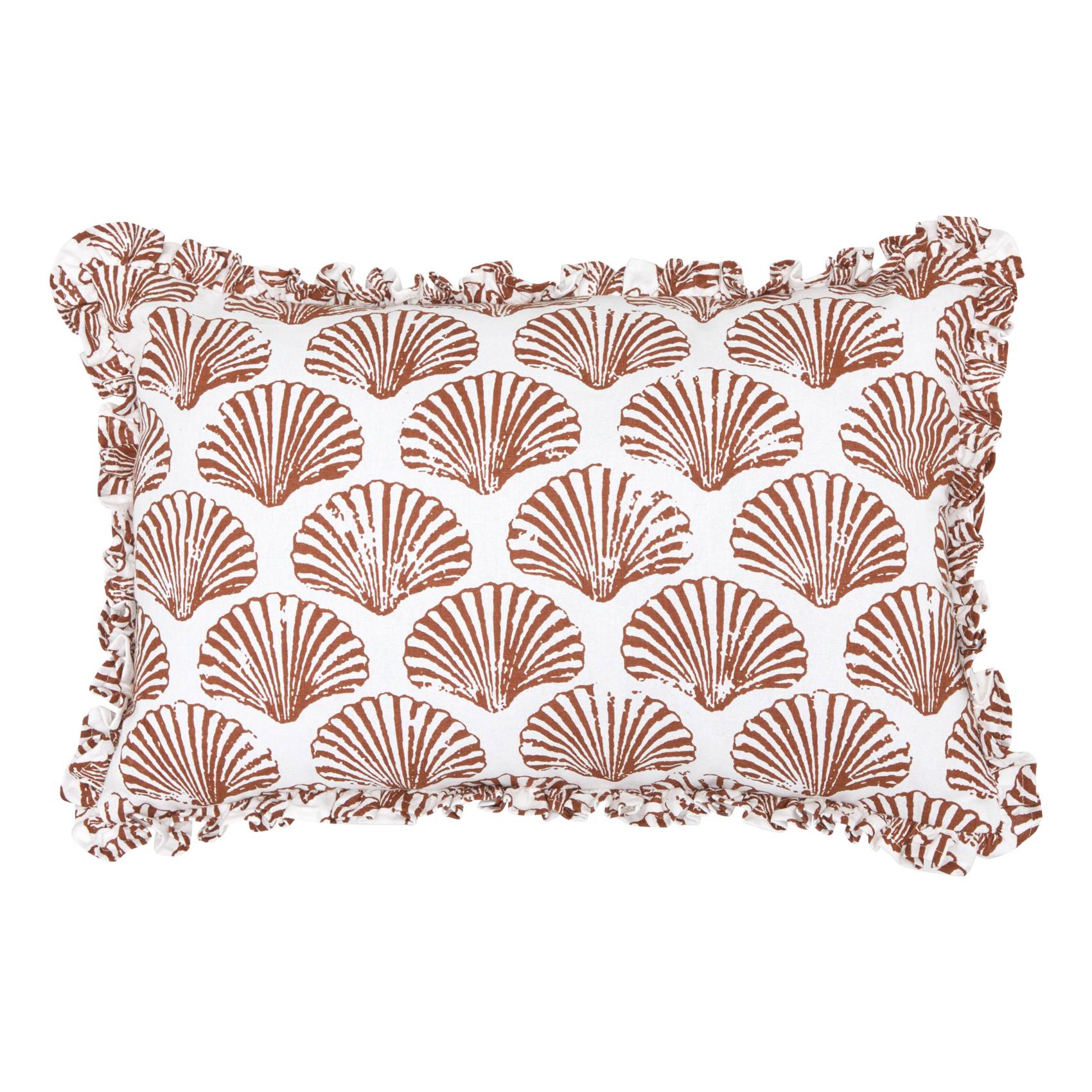 Coussin rectangulaire coton motif coquillage - ATMOSPHERA - Coton - Terracotta - Image 1