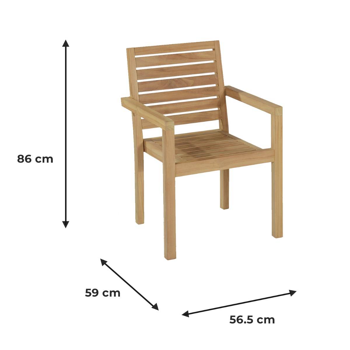 Fauteuil de jardin empilable en teck massif Tivoli - TECK'Attitude - Image 7