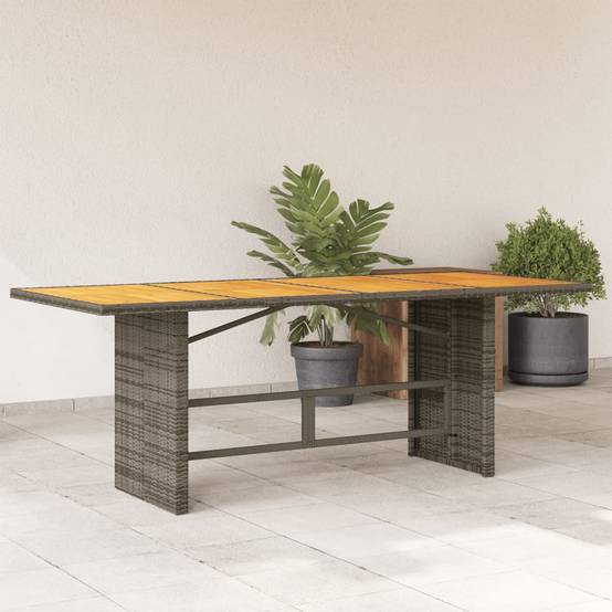 Table de jardin résine tressée bois acacia gris 190 x 80 x 75 cm - PANGIVO - Image 1