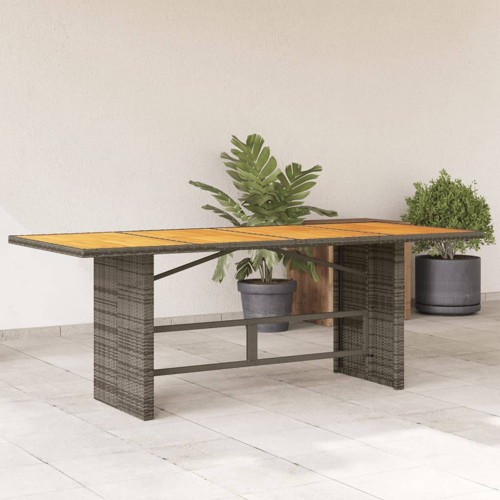 Table de jardin résine tressée bois acacia gris 190 x 80 x 75 cm - PANGIVO - Image 1
