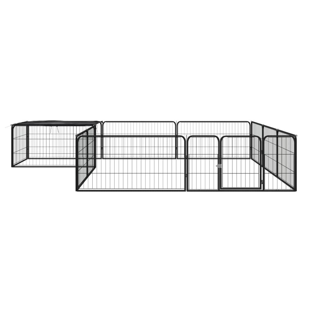 Vidaxl - Parc pour chien 12panneaux Noir 100x50cm Acier enduit de poudre vidaXL 3115977 - Imagen 2