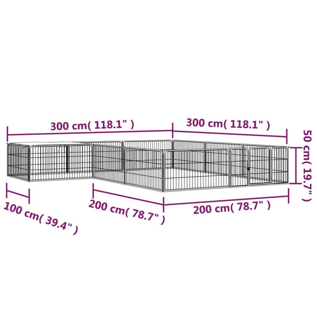 Vidaxl - Parc pour chien 12panneaux Noir 100x50cm Acier enduit de poudre vidaXL 3115977 - Imagen 3