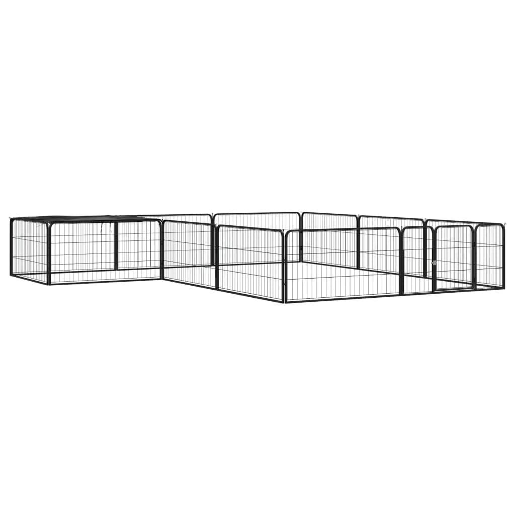 Vidaxl - Parc pour chien 12panneaux Noir 100x50cm Acier enduit de poudre vidaXL 3115977 - Imagen 1