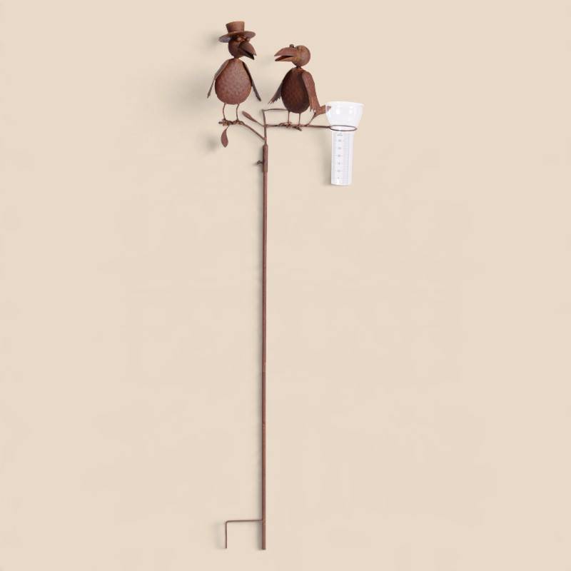 La Grande Prairie - Pluviomètre couple d'oiseaux 28x23x127cm - Image 1