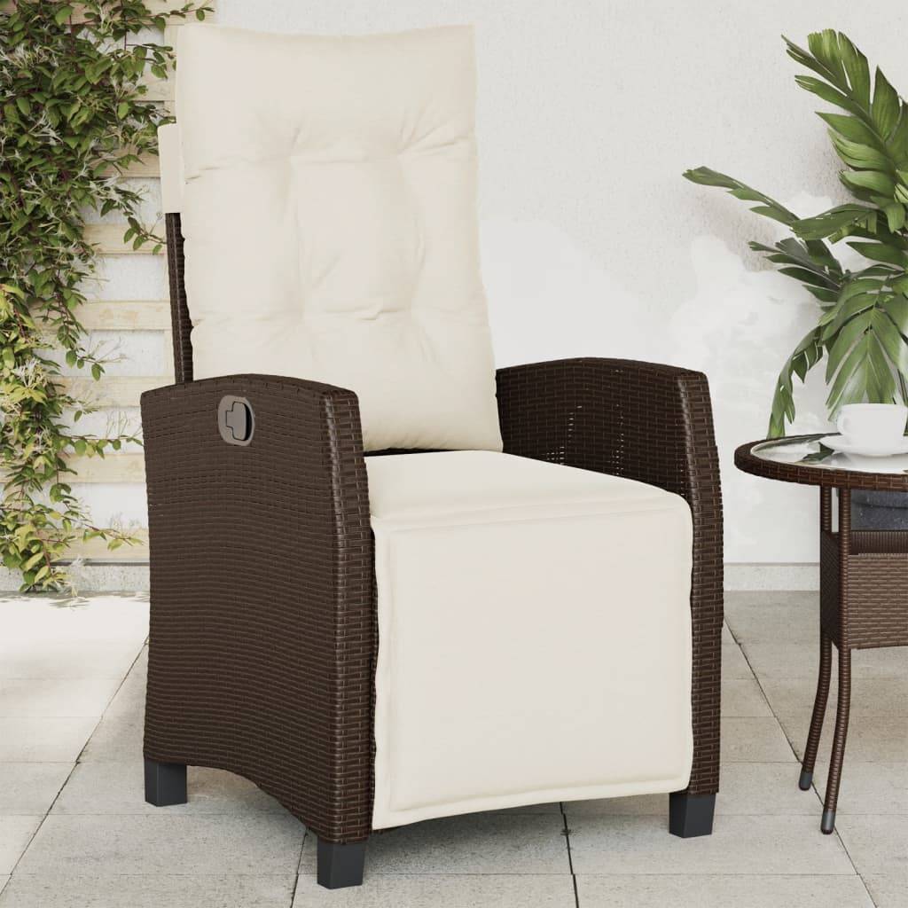 Chaise inclinable de jardin résine tressée marron 57 x 66 x 93 cm - PANGIVO - Image 1