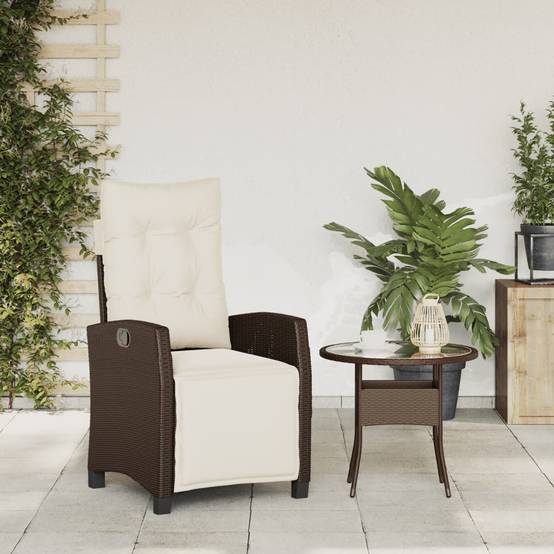 Chaise inclinable de jardin résine tressée marron 57 x 66 x 93 cm - PANGIVO - Image 3