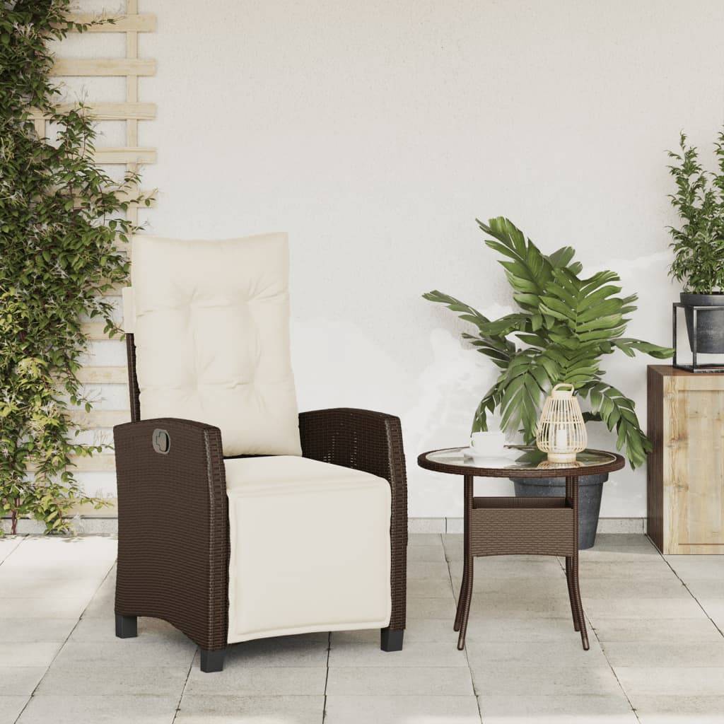 Chaise inclinable de jardin résine tressée marron 57 x 66 x 93 cm - PANGIVO - Image 3